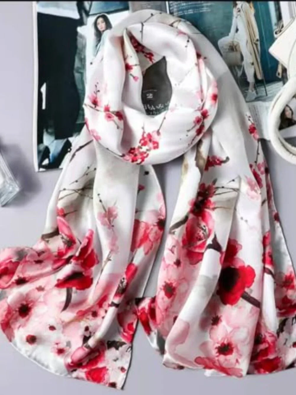 100% Mulberry Silk Long Scarf Wrap Shawl for Women Large Oblong